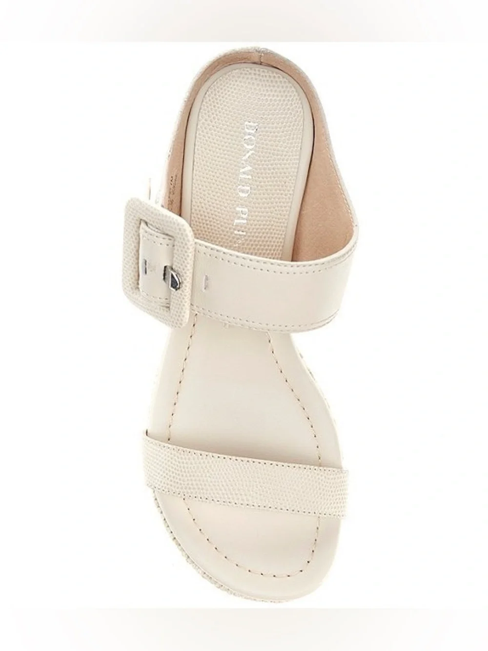 NWOT DONALD J. PLINER Gizelle Leather Buckle Double Banded Raffia Wedges Size 9